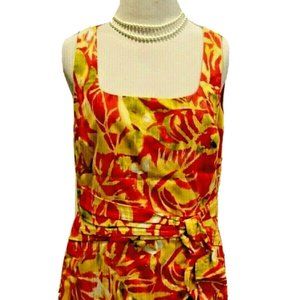 LAUREN RALPH LAUREN Red/Gold Floral Sheath Dress